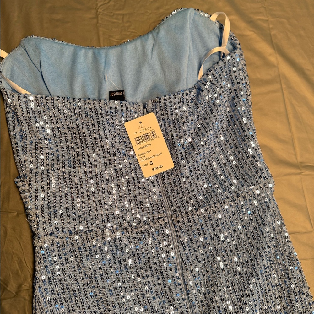 Windsor Strapless Blue Sequin Dress